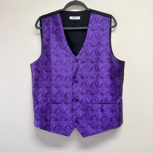Men's Purple Paisley Formal Vest Size L